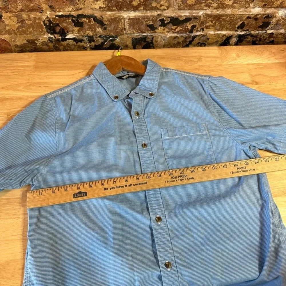 The North Face Mens Medium Short Sleeve Button Up Blue Striped Shirt